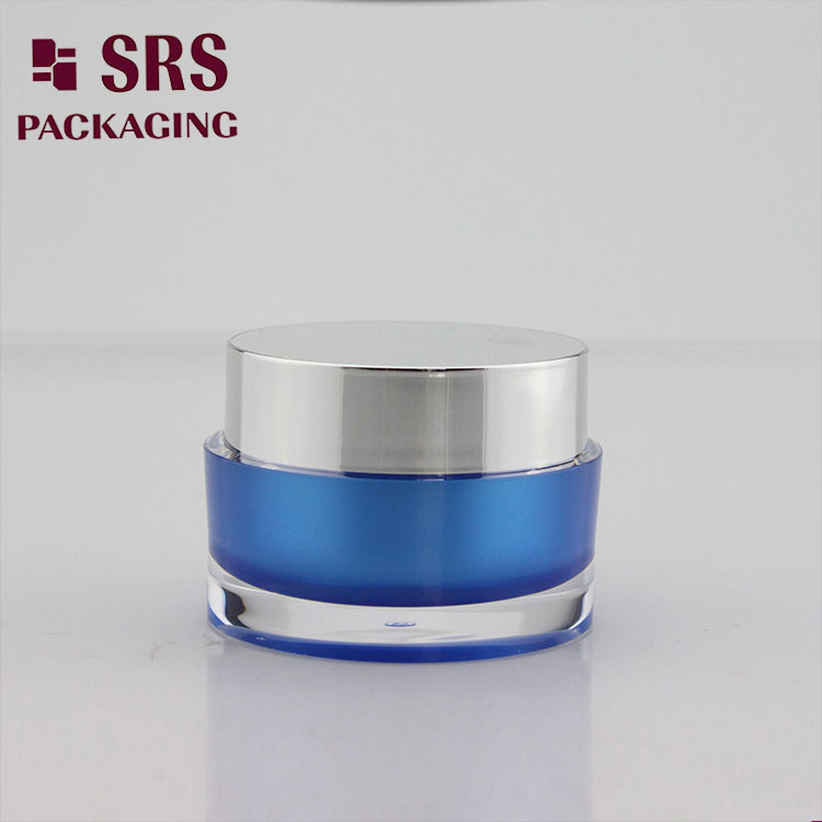 J023 SRS Luxury Acrylic Round Shape Blue Color 30g Cream Jar
